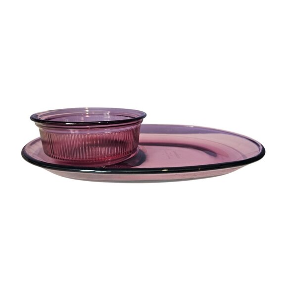 Corning Cranberry H811 C16B Oval Plate Platter Tray Bowl Set Vintage Collectible - Picture 1 of 10